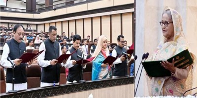 Newly elected Cumilla, Mymensingh city mayors take oath