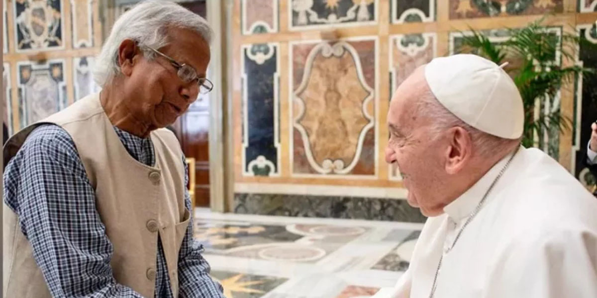 Dr Yunus meets Pope Francis, urges immediate action on Palestine