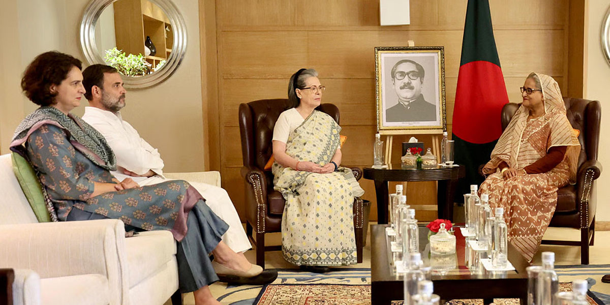 Sonia Gandhi, Rahul, and Priyanka meet Sheikh Hasina in New Delhi