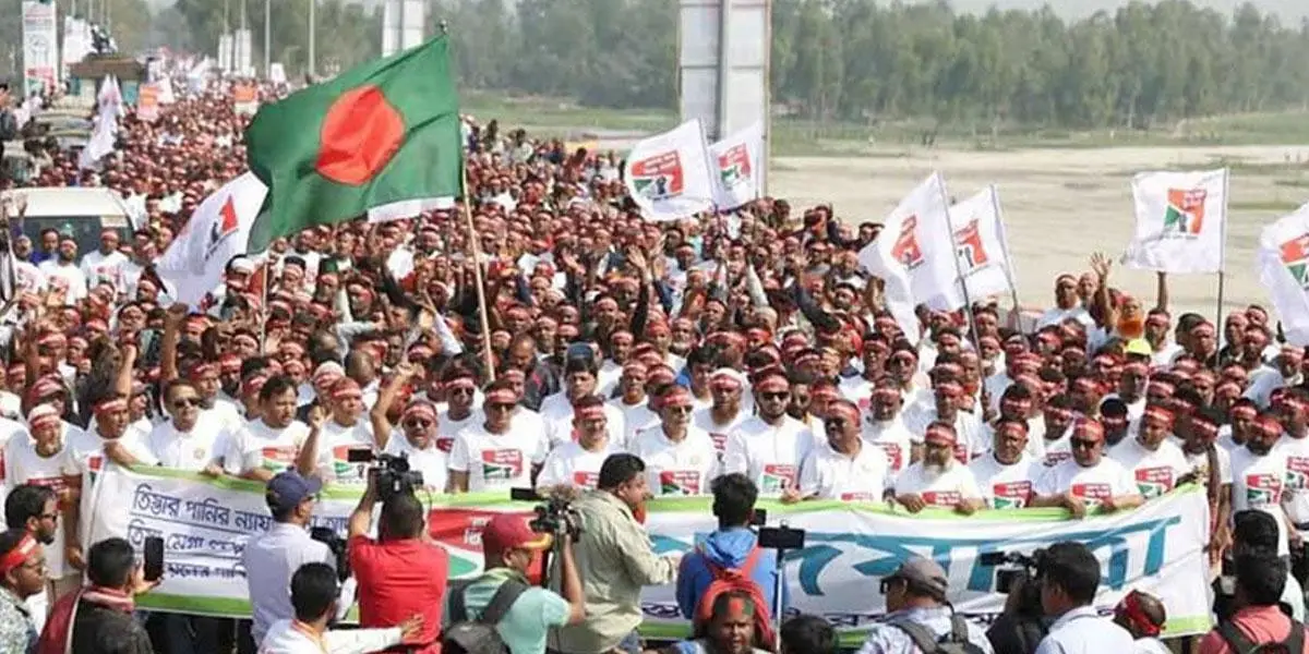 Protest march demanding fair share of Teesta water