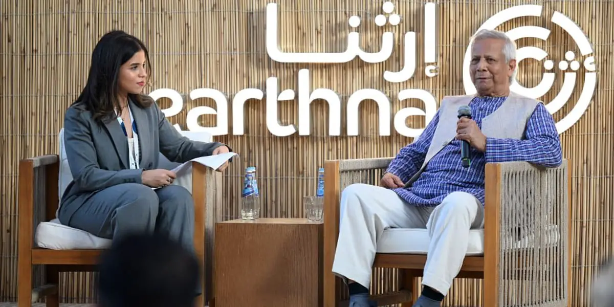 Prof Yunus joins Fireside Chat in Doha