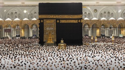 Muslim pilgrims pray at Mount Arafat in hajj apex