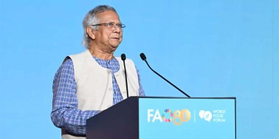 Prof Yunus urges global leaders to stop wars, end hunger