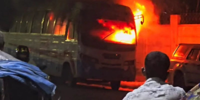 Another bus set on fire in Sutrapur
