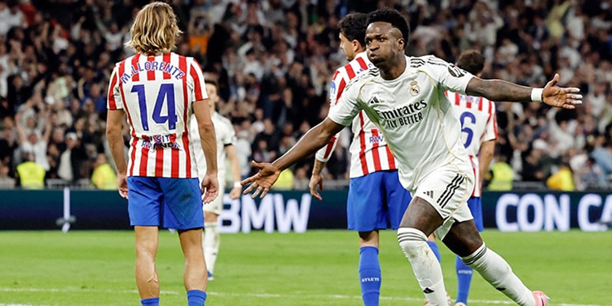 Vinicius double helps Real Madrid edge Atletico thriller