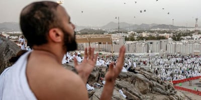 Pilgrims pray on Mount Arafat as hajj reaches peak