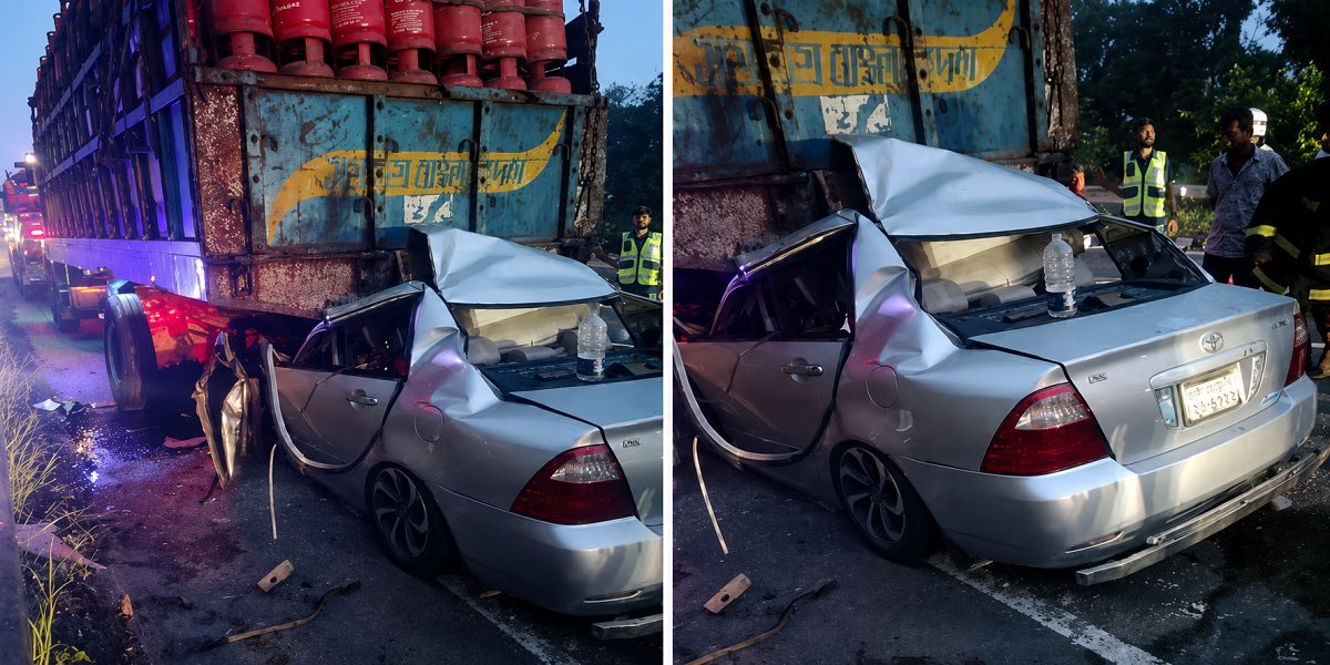 Five killed as car hits truck on Dhaka-Bhanga Expressway
